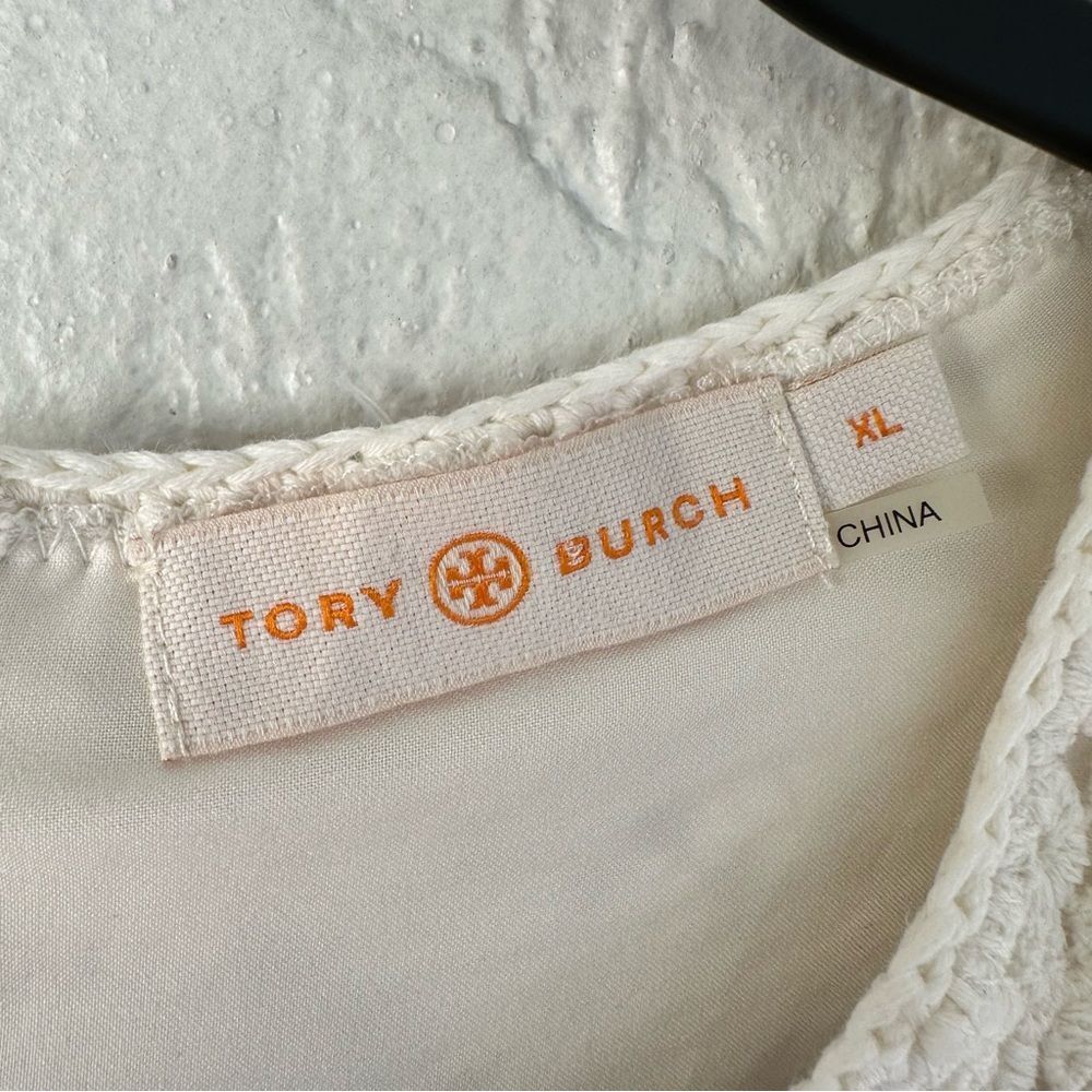 TORY BURCH Trixy Dress Women’s Large Crochet Lace Cream - Picture 5 of 10
